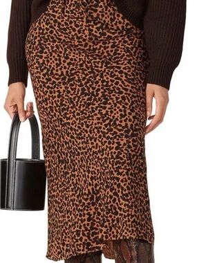 Madewell Leopard-Print Midi Skirt in Brown and Black